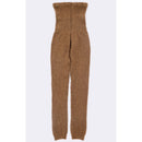 Women's yak wool stretch knit leggings in cappuccino