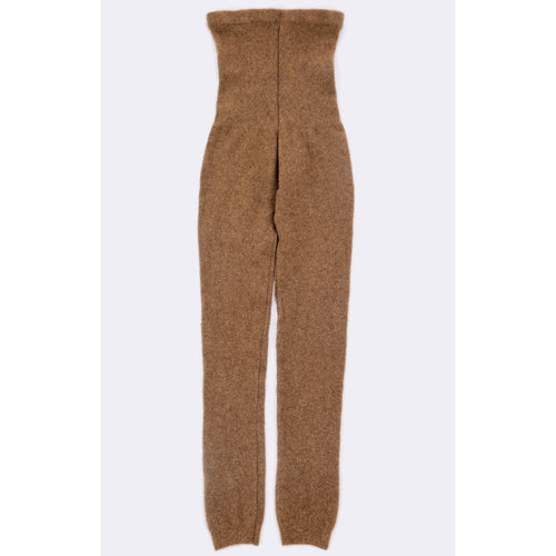Women's yak wool stretch knit leggings in cappuccino