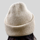 Cashmere merino beanie showing deep fold-over cuff