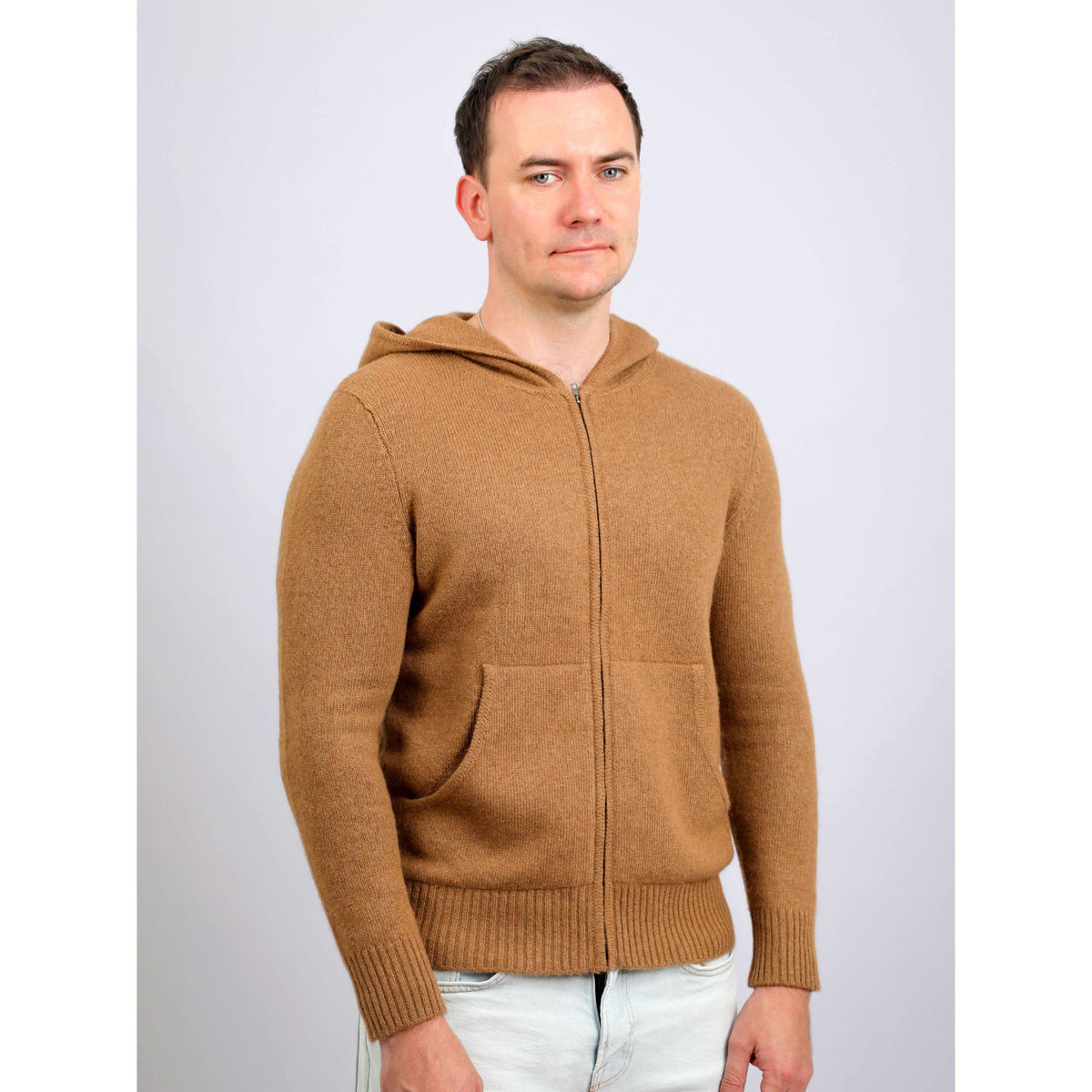 Men's Baby Camel Wool Hoodie – Full Zip