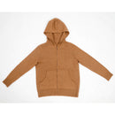 Men's baby camel wool full zip hoodie in camel, worn