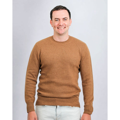 Men's Baby Camel Wool Crewneck Sweater – Midweight