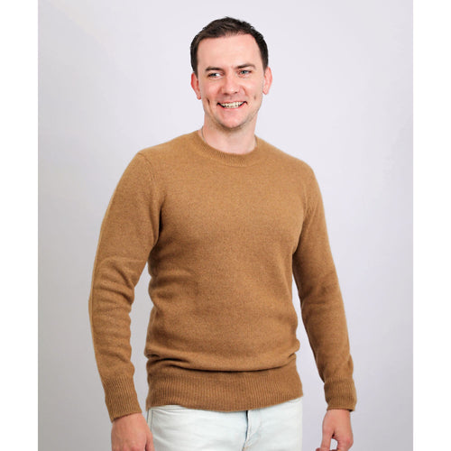 Men's Baby Camel Wool Crewneck Sweater – Midweight
