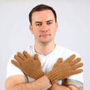Men's baby camel wool chunky rib gloves, detail view