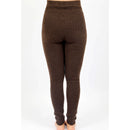 Dark brown yak wool stretch knit leggings, back view