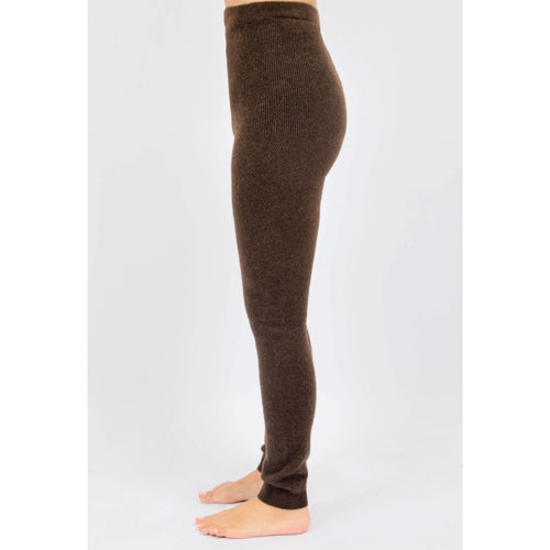Yak wool leggings showing high-rise ribbed waistband