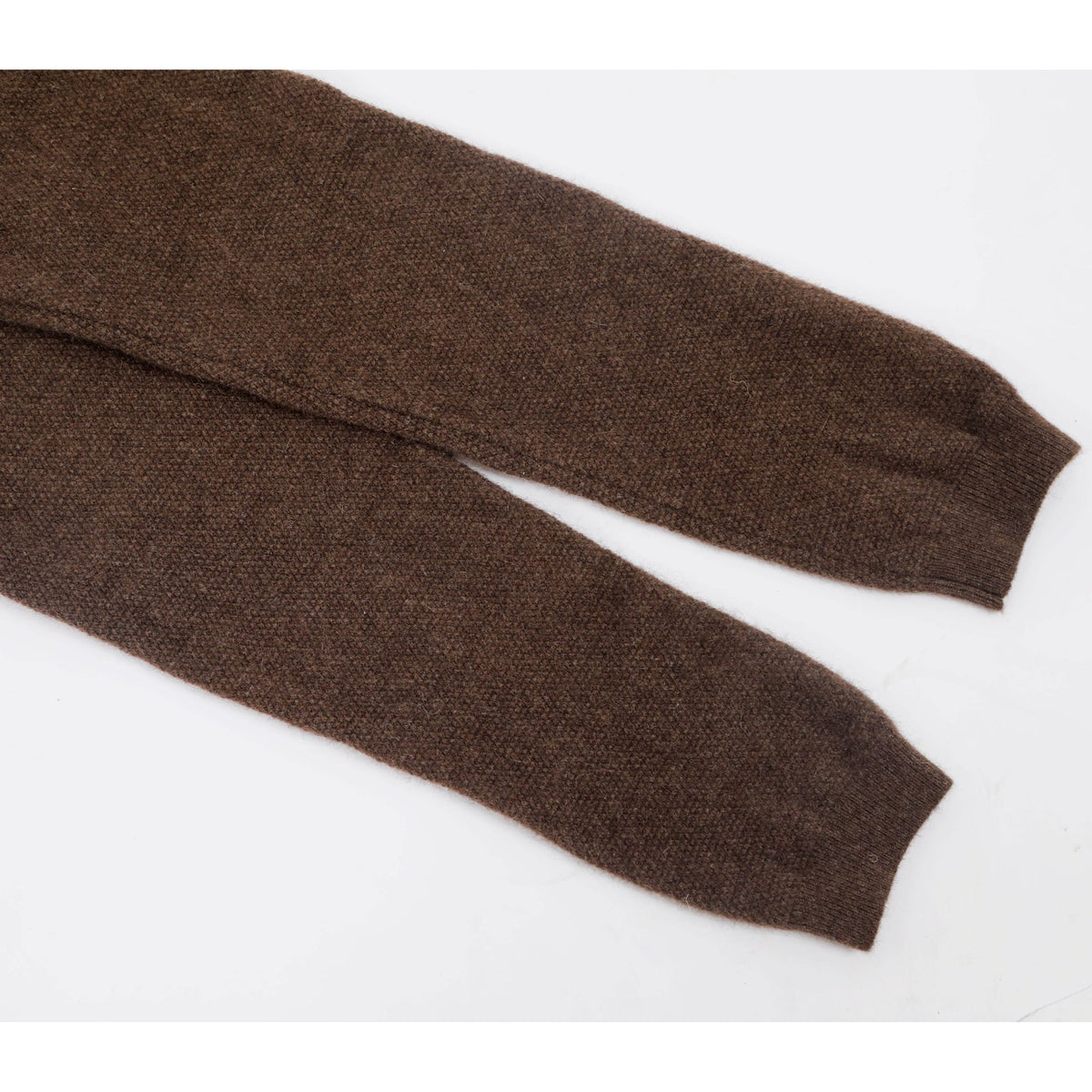 Seed-stitch knit detail on yak wool leggings